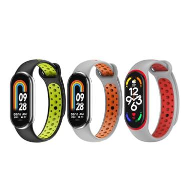 Imagem de Pulseiras de alça Compatíveis com Xiaomi Mi Band 8 Smartwatch Acessórios Pulseira colorida para mulheres, homens, relógio inteligente de silicone Xiaomi 8 pulseira 3 peças/pacote (Green/Orange/Red)