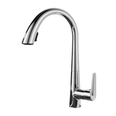 Imagem de Latão pull-out torneira da cozinha retrátil pia lavatório misturador de água quente e fria arma do banheiro cinza preto, cromado