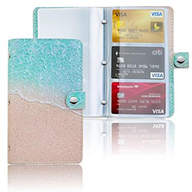 Imagem de LIZIMANDU Livro com porta-cartões de visita, capa para livro de cartões de visita, pasta de couro PU, porta-cartões de identificação para homens e mulheres, capacidade de até 192 cartões (1 pacote, 1 praia de areia)