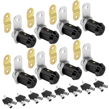 Imagem de Trava de porta de armazenamento para trailers com chave, 8 travas de compartimento de trailer de 2,5 cm com chave igual para caixa de ferramentas, trailer, trailer, conjunto de substituição de máquina de venda automática com 16 chaves (20, preto, 2,5 cm)