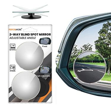 Imagem de Pacote com 2 espelhos de carro de ponto cego, retrovisor convexo redondo ajustável HD de 5 cm, espelho lateral grande angular com parte traseira autoadesiva para veículos universais