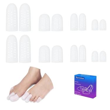 Imagem de Keroius 8 pares de protetores de bico grande em gel para bico de martelo de silicone com furos de bico respirável para bolhas, calos, unhas encravadas, reduzem o atrito