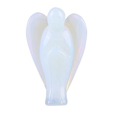 Imagem de HEEPDD Estátua de bolso de anjo da paz, pedra opala de 5 cm, estatueta de cristal de cura esculpida à mão