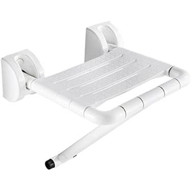 Imagem de Banco de chuveiro montado na parede, assento dobrável com pernas, antiderrapante, economia de espaço, carga máxima de 200 kg para idosos, deficientes, mulheres grávidas, ajuda no banho, B