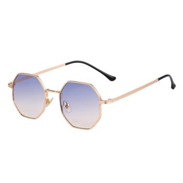 Imagem de Retro ciclismo polígono óculos de sol feminino masculino lente preta redonda punk ao ar livre óculos de sol vintage armação de metal tons, 2, um tamanho