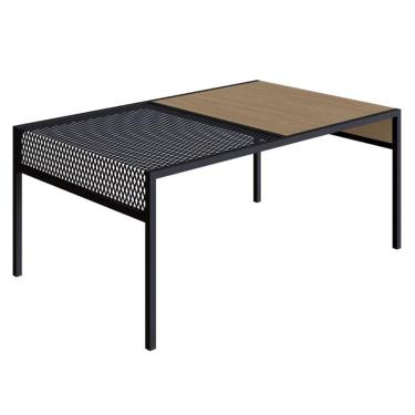 Imagem de Mesa de Centro Industrial York Artesano Retangular 80 cm (largura) em MDP Hanover Aço Preto