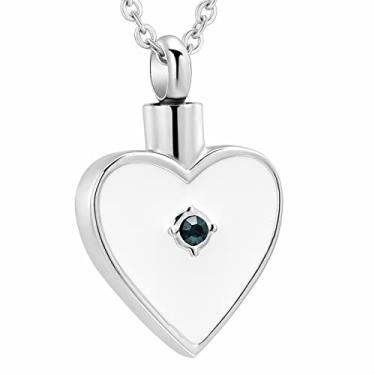 Imagem de NUISO Colar de aço inoxidável e urna de cristal para memorial, suporte de cinzas funerárias, joia de lembrança, medalhão feminino com gravação gratuita, As shown, aço inoxidável