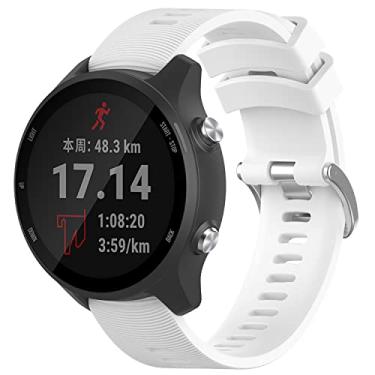 Imagem de Anuoli Pulseira de relógio Garmin Forerunner 245/645/55, silicone macio de 20 mm para Galaxy Watch 6/5/4, para Garmin Venu/Venu Sq/Vivomove HR/Vivoactive 3/245 Music/645 Music Smartwatch (branco)