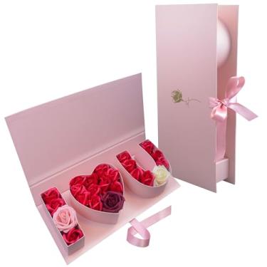 Imagem de Caixa de presente de flores de dia dos namorados: "i Heart U" caixas de flores grandes com fita para Natal, festa de casamento, lembrancinhas de amor de aniversário das mães, embalagem de chocolate