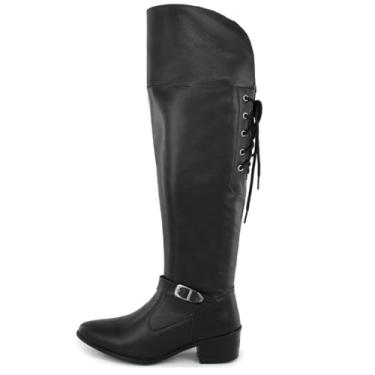 Imagem de Bota Feminina Over Amarração Br2 Lady Montaria Cano Alto Top (Preto, BR, Adulto, Numérico, 37)