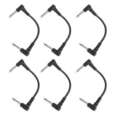 Imagem de 6 Pçs 6 Polegada Cabo de Pedal de Efeito de Guitarra, Cabo de Pedal de ângulo Direito Cabo de Pedal de Efeito Portátil para Teclado Amplificador de Microfone (Preto)