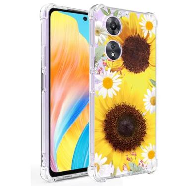 Imagem de Ueokeird Capa de telefone para Oppo A58 4G, capa CPH2577 para meninas e mulheres, capa protetora fina à prova de choque com padrão floral flexível TPU flexível para Oppo A58 4G girassol