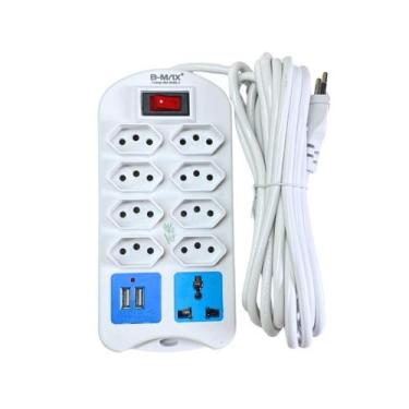 Imagem de Extensão Elétrica 9 Tomadas Bivolt 5 Metros Régua Filtro de Linha - B-