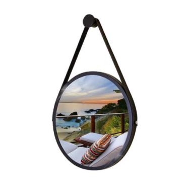 Imagem de Espelho Redondo Decorativo Suspenso Com Alça 50cm + Suporte 1828118147