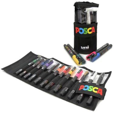 Imagem de Caneta Posca PC - 3M Estojo 12 Cores Rollerset UniBall