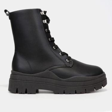 Imagem de Bota Coturno Moleca Recorte Tratorada Feminina, Preto, 35