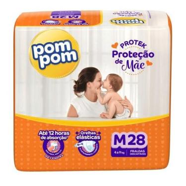 Imagem de Fralda descartável infantil pompom derma protek nova m/28 4 a 9 kg, M,