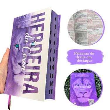 Imagem de Bíblia Sagrada Feminina Leão Herdeira da Coroa Roxa LETRAS MÉDIAS Folh