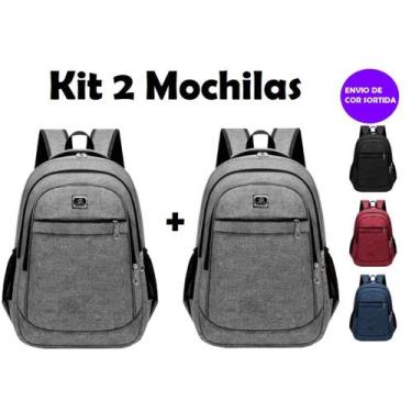 Imagem de Kit 2 Mochilas Bolsa Viagem Resistente Coreana Masculina Feminina- Cor
