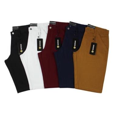 Imagem de Kit 5 Bermuda Brim Lisa Masculina Sarja Premium Atacado Revenda - Toot