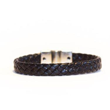 Imagem de Pulseira Couro Square - Vorax Acessórios, Preto, M - 18cm a 18,5cm
