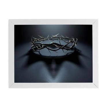 Imagem de Quadro Coroa De Espinhos Cristianismo Moldura Branca 60X40Cm - Plimsho