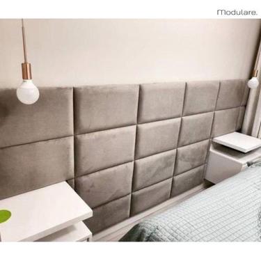 Imagem de Kit Cabeceira Modular Estofada  Adesiva 40x30 Montável Diversas cores 