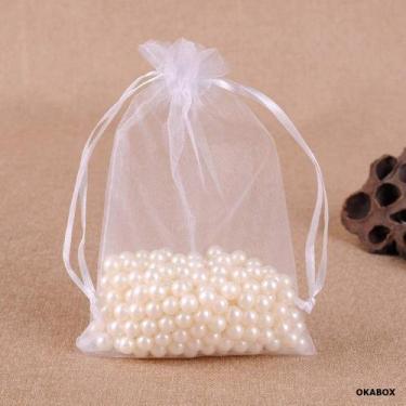 Imagem de 100 Saquinhos De Organza 7x9 Cm Branco (7x9, Branco) - OKABOX