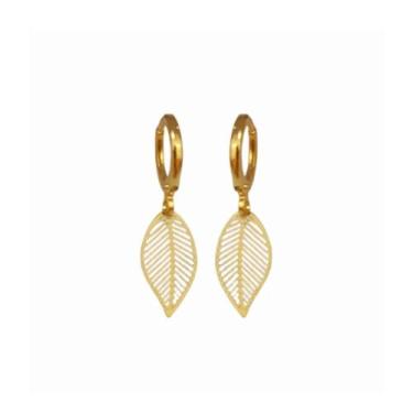 Imagem de Brinco de Argolinha Folhinha Delicada Folheado a Ouro 18k - MIXFOLHEAD
