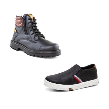 Imagem de Kit Bota Coturno Infantil e Sapatênis Slip-On Infantil Urban - Bardone