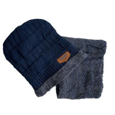 Imagem de Touca Gorro + Cachecol Unissex Com Forrada Lã Para Frio Inverno - IDEA