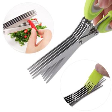 Imagem de Tesoura com 5 Lâminas para Cortar Temperos e Ervas Inox - Clink