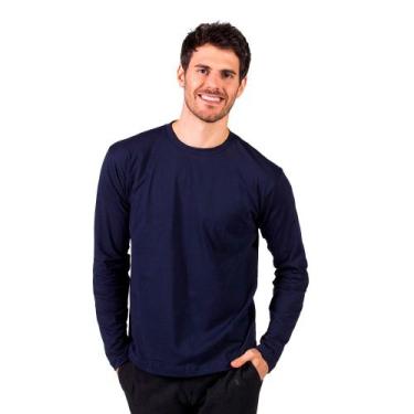 Imagem de Camiseta Manga Comprida Basic Lisa - Polo Match, G, Azul marinho