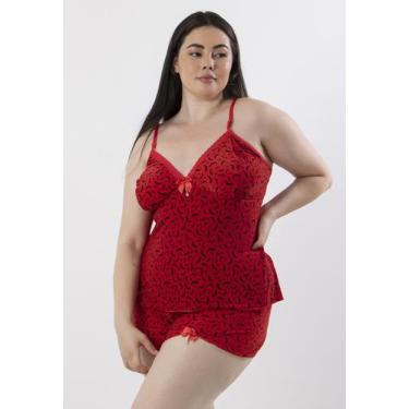 Imagem de Conjunto de Pijama Curto Baby Doll Estampado Liganete Plus Size - DILU