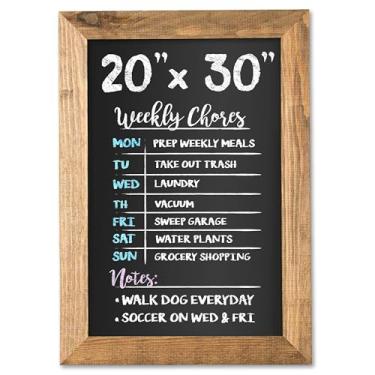 Imagem de Ilyapa Placa magnética de madeira rústica para quadro-negro - quadro de giz para pendurar na parede marrom 50,8 x 76 cm para decoração de fazenda, casamento, cardápio de restaurante e casa