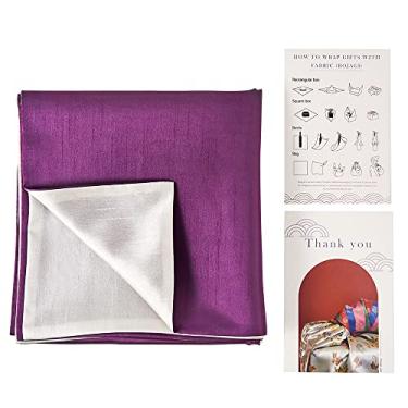 Imagem de Bojagi - Tecido Wrappong / Reversível Tecido Tradicional Coreano Bojagi Embrulho para presente, embalagem de garrafa de vinho (91 x 91 cm) (roxo/marfim)