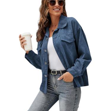 Imagem de Jaqueta de veludo de outono europeu e americano camisa lapela manga comprida solta jaqueta casual feminina-5,6,XXL