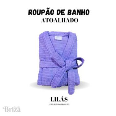 Imagem de Roupão de Banho Briza Atoalhado Feminino Adulto 100% Algodão Manga Cur