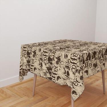 Imagem de Toalha De Mesa Quadrada 4 Lugares Tecido Oxford Café e Pessoas TL158 -