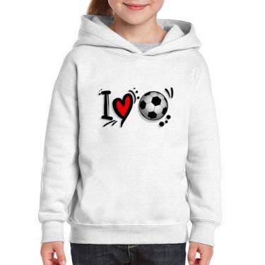 Imagem de Moletom Infantil I Love Futebol - Foca na Moda, Branco, 6