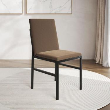 Imagem de Cadeira de Jantar Estofada Mônaco Veludo Marrom - NEW GREEN, PRETO