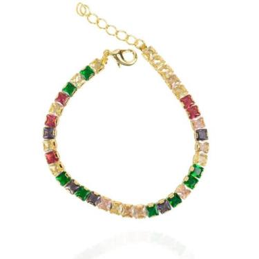 Imagem de Pulseira delicada feminina riviera banhada a ouro 18k - Brimatto