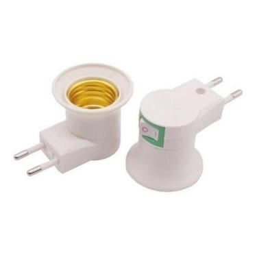 Imagem de Adaptador Tomada Soquete E27 para Lampada Bivolt Chave Liga Desliga  -