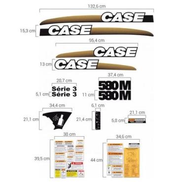 Imagem de Kit Adesivos Retroescavadeira Case 580m Série 3 + Etiquetas - SPTS