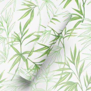 Imagem de Papel De Parede Adesivo Tema Floral Estilo Folhas Japonês Bambu - Baza