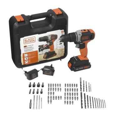 Imagem de Kit Parafusadeira Impacto 20v 3/8 80 Acess. Bcd704c1ka B&d Cor Preto E