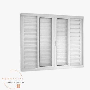 Imagem de veneziana 6 folhas 100x120 linha suprema alumínio 25mm branca antirruí