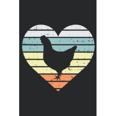 Imagem de Chicken Heart Retro Farm Animal Farming Country Farmer Gift Family Meme: Lined Journal Notebook To Do Schedule, Medium 6x9 Inches, 100 Pages, Printed Cover
