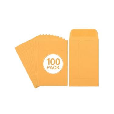 Imagem de Envelopes de moedas nº 1 Eupako 100 peças 5,7 x 8,88 cm Brown Small Parts Envelope com aba gomada Envelopes de semente kraft para jardim, casa e escritório