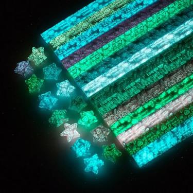 Imagem de Aeojoor Pacote de Papéis de Estrelas de Origami Papel Faça Você Mesmo, 600 Folhas - 20 Cores (Brilha No Escuro)